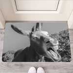 Black And White Funny Donkey Print Rubber Doormat