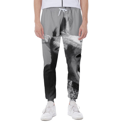 Black And White Funny Donkey Print Scuba Joggers