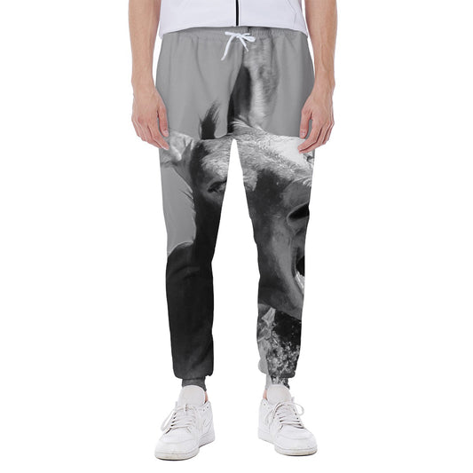 Black And White Funny Donkey Print Scuba Joggers