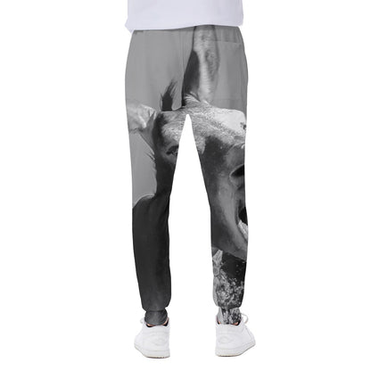Black And White Funny Donkey Print Scuba Joggers