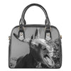 Black And White Funny Donkey Print Shoulder Handbag