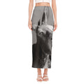 Black And White Funny Donkey Print Side Slit Maxi Skirt