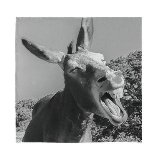 Black And White Funny Donkey Print Silk Bandana