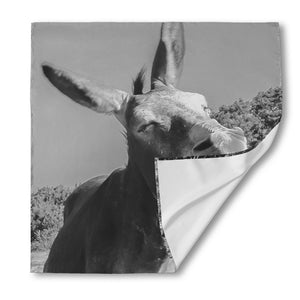 Black And White Funny Donkey Print Silk Bandana
