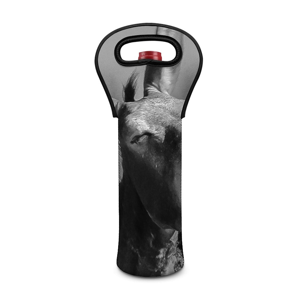 Black And White Funny Donkey Print Single Neoprene Wine Tote