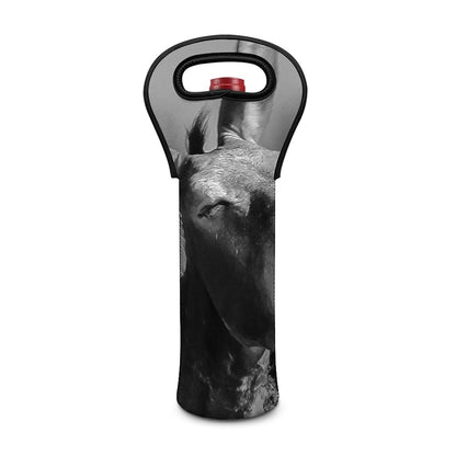 Black And White Funny Donkey Print Single Neoprene Wine Tote