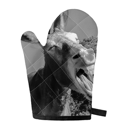 Black And White Funny Donkey Print Single Oven Mitt