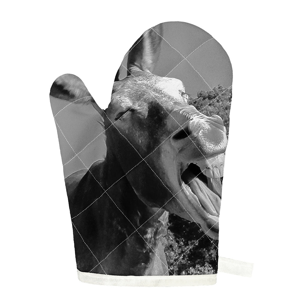 Black And White Funny Donkey Print Single Oven Mitt