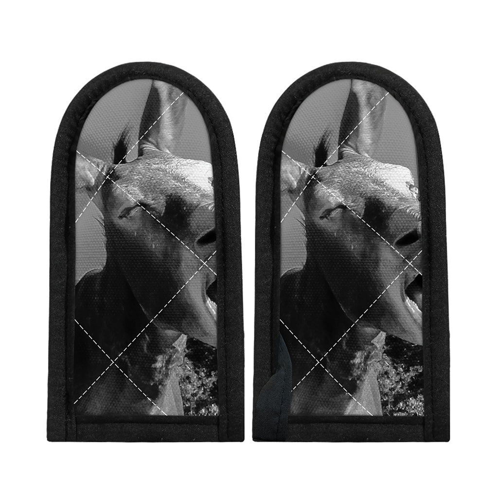 Black And White Funny Donkey Print Skillet Handle Cover