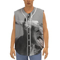 Black And White Funny Donkey Print Sleeveless Baseball Jersey