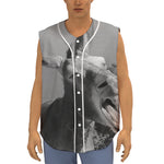 Black And White Funny Donkey Print Sleeveless Baseball Jersey