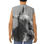Black And White Funny Donkey Print Sleeveless Baseball Jersey