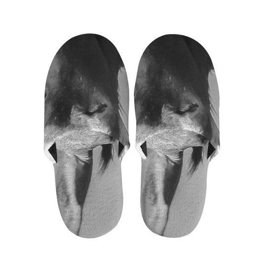 Black And White Funny Donkey Print Slippers