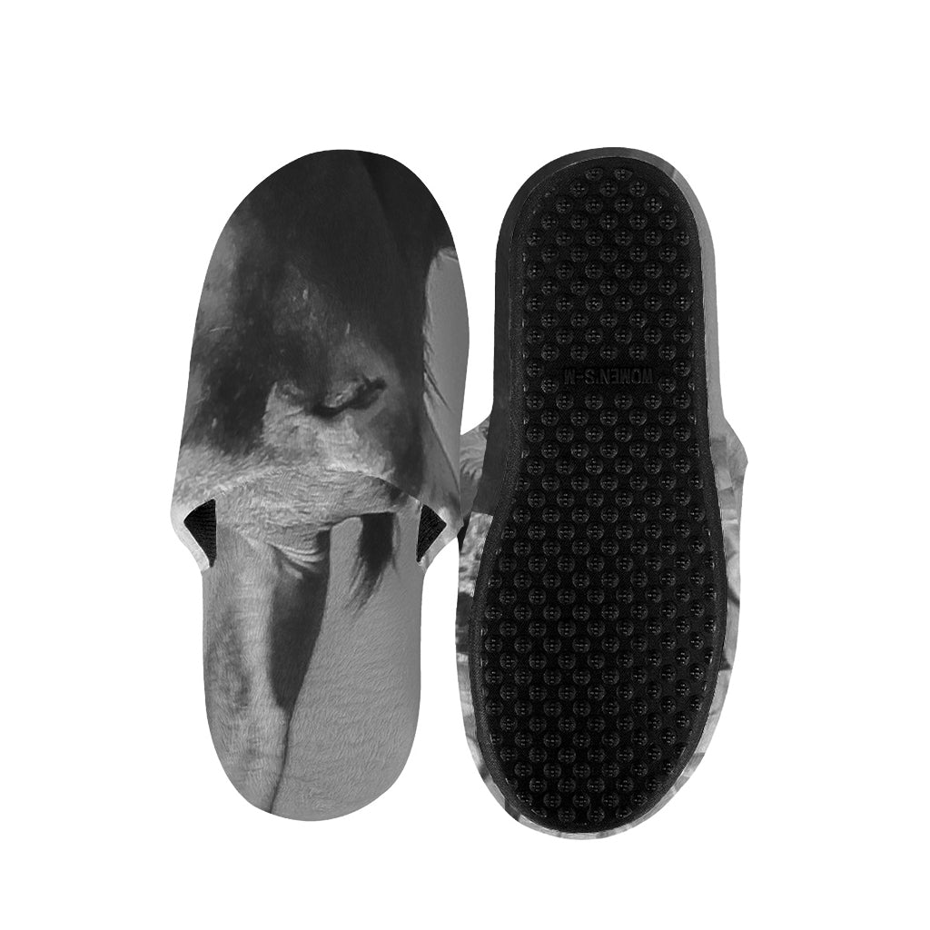 Black And White Funny Donkey Print Slippers