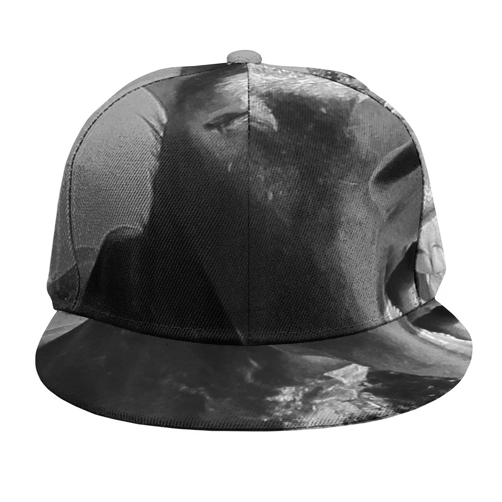 Black And White Funny Donkey Print Snapback Cap