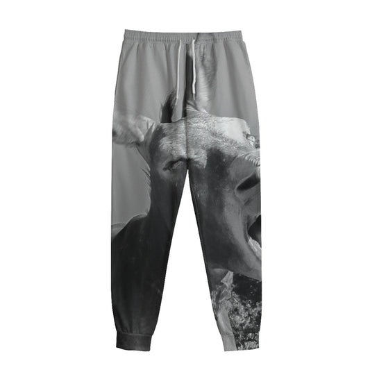 Black And White Funny Donkey Print Sweatpants