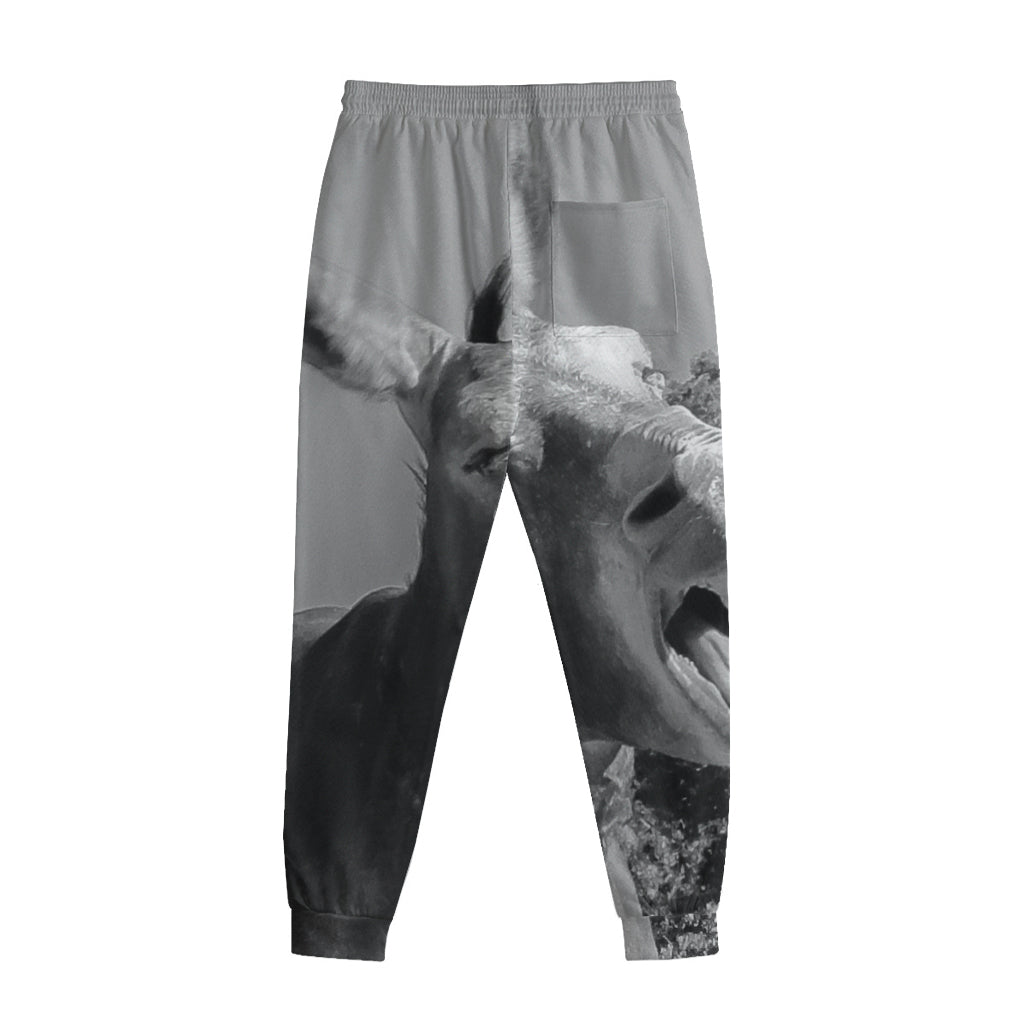 Black And White Funny Donkey Print Sweatpants