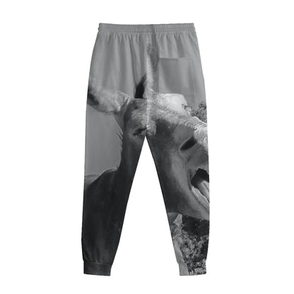 Black And White Funny Donkey Print Sweatpants