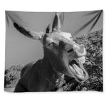 Black And White Funny Donkey Print Tapestry