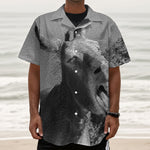 Black And White Funny Donkey Print Textured Short Sleeve Shirt