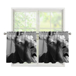 Black And White Funny Donkey Print Tier Curtains