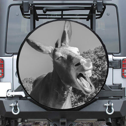 Black And White Funny Donkey Print Tire Cover