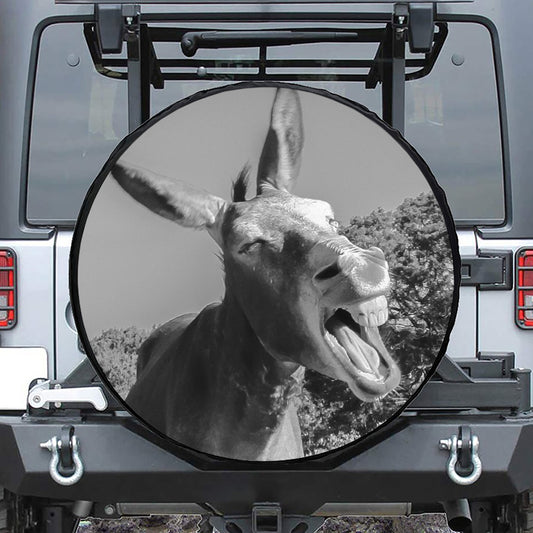 Black And White Funny Donkey Print Tire Cover