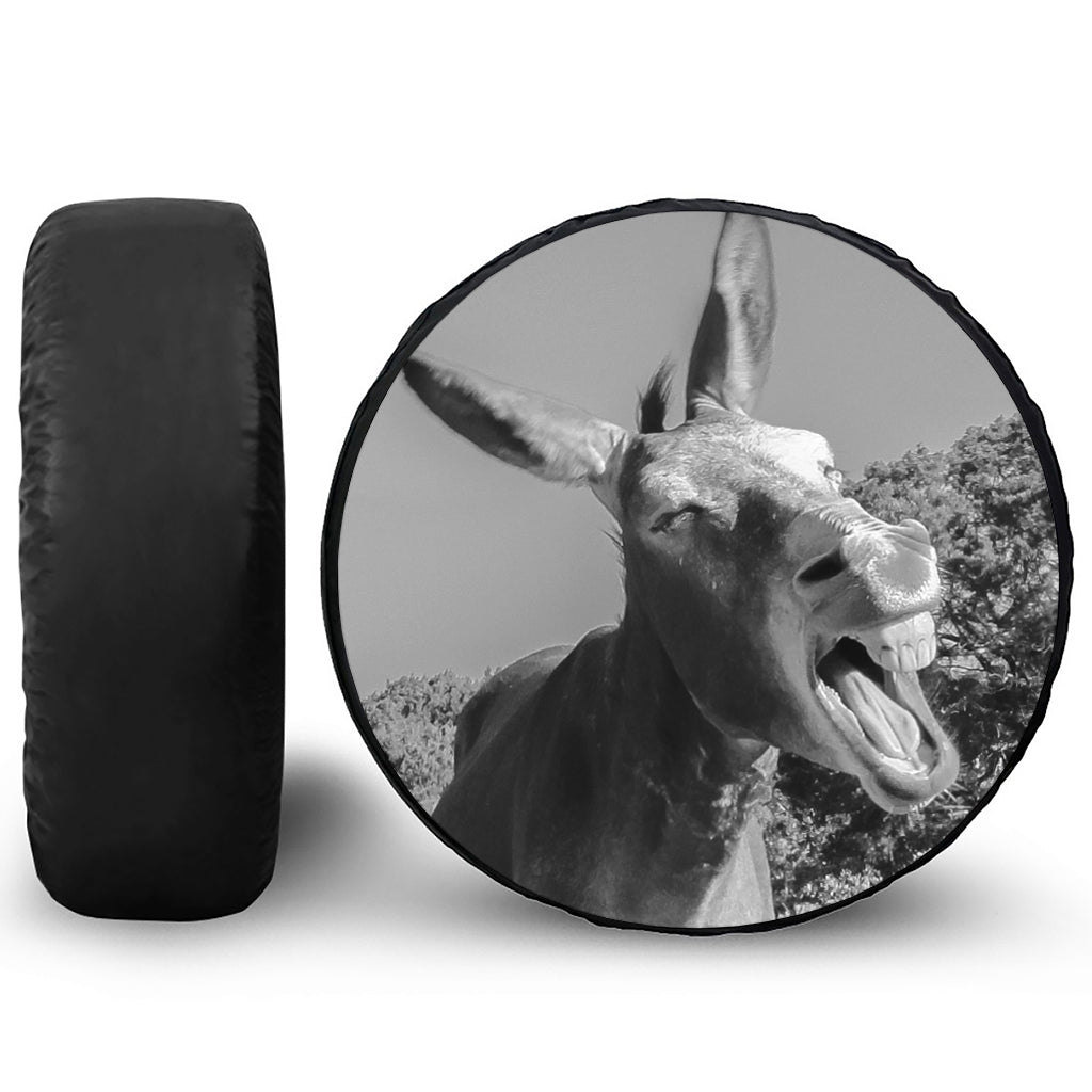 Black And White Funny Donkey Print Tire Cover