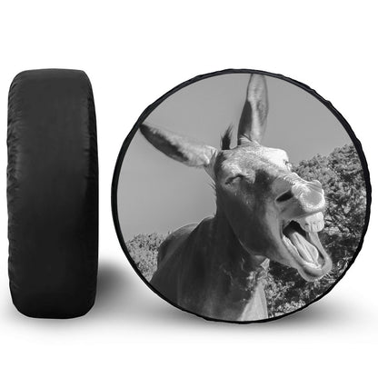 Black And White Funny Donkey Print Tire Cover