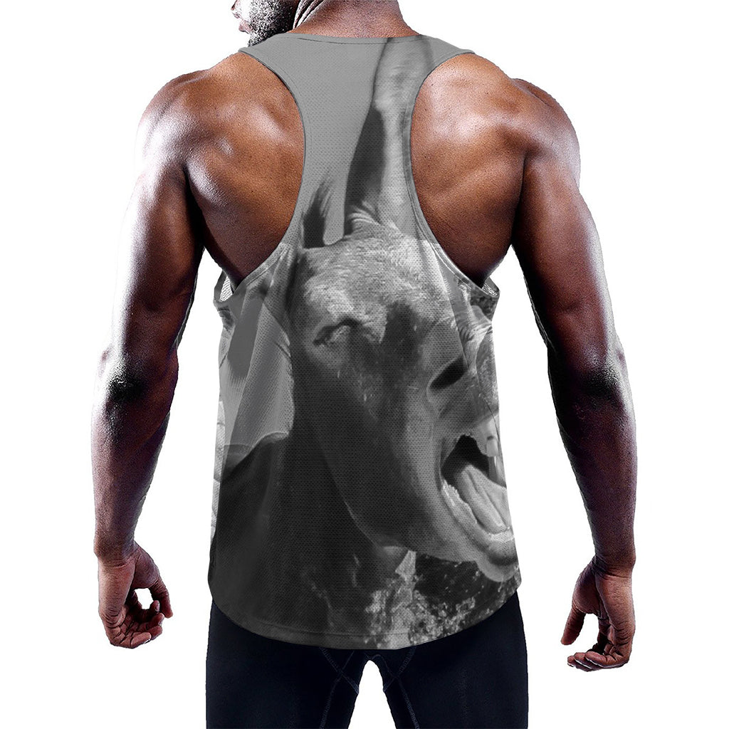 Black And White Funny Donkey Print Training Tank Top