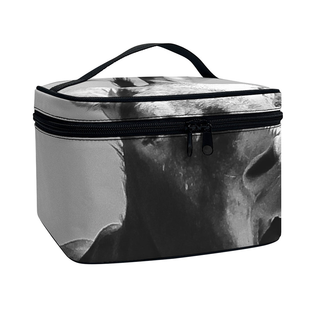 Black And White Funny Donkey Print Travel Makeup Bag