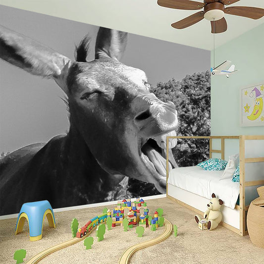Black And White Funny Donkey Print Wall Sticker
