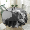 Black And White Funny Donkey Print Waterproof Round Tablecloth
