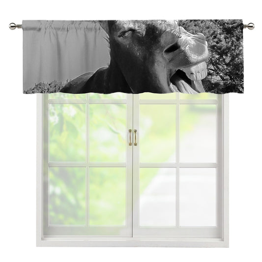 Black And White Funny Donkey Print Window Valance