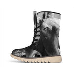 Black And White Funny Donkey Print Winter Boots