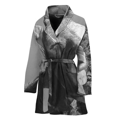 Black And White Funny Donkey Print Women's Bathrobe