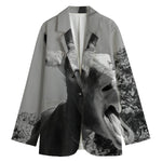 Black And White Funny Donkey Print Women's Blazer