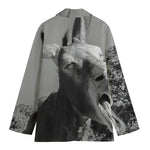 Black And White Funny Donkey Print Women's Blazer