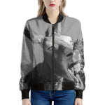 Black And White Funny Donkey Print Women's Bomber Jacket