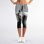 Black And White Funny Donkey Print Women's Capri Leggings