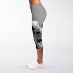 Black And White Funny Donkey Print Women's Capri Leggings
