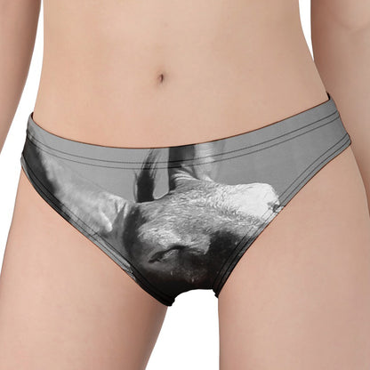 Black And White Funny Donkey Print Women's Panties