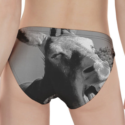 Black And White Funny Donkey Print Women's Panties