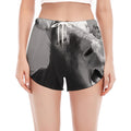 Black And White Funny Donkey Print Women's Split Running Shorts