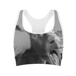Black And White Funny Donkey Print Women's Sports Bra