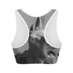 Black And White Funny Donkey Print Women's Sports Bra