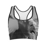 Black And White Funny Donkey Print Women's Sports Bra