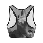 Black And White Funny Donkey Print Women's Sports Bra