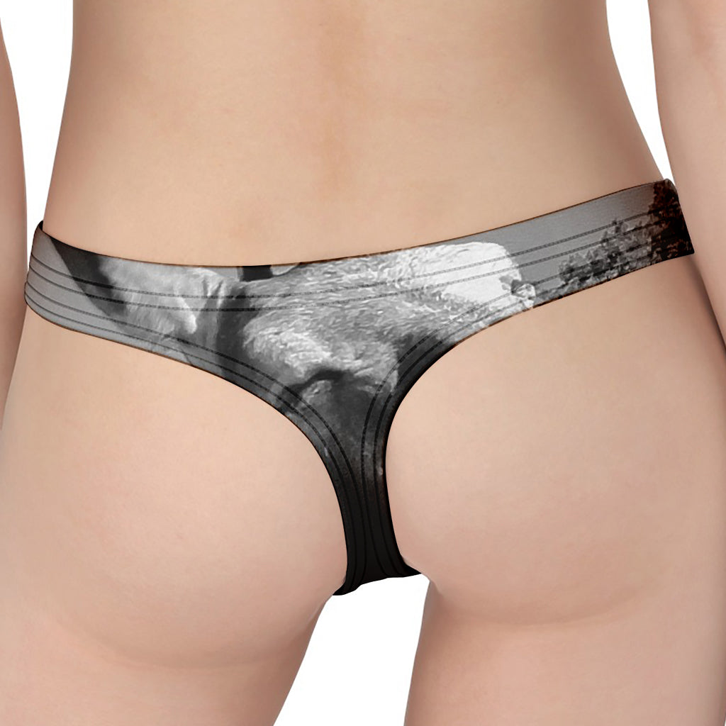 Black And White Funny Donkey Print Women's Thong