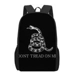 Black And White Gadsden Flag Print 17 Inch Backpack